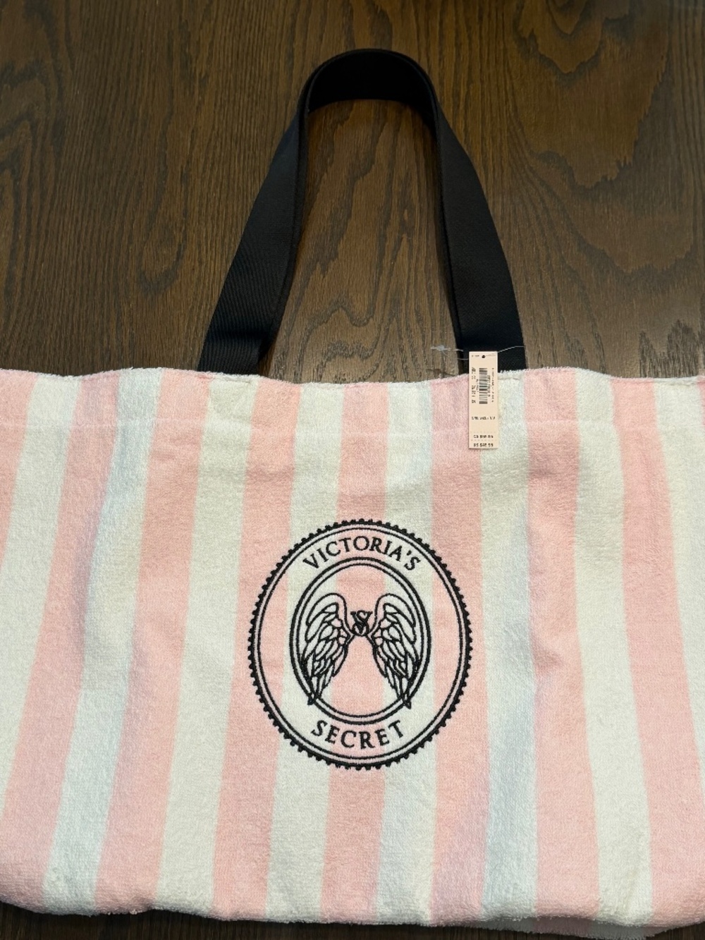 NWT - Victoria’s Secret Pink White Stripe Terry Towel Tote Bag Beach Bag